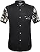 SSLR Men's Short Sleeve Casual Button-Down Shirt With Pocket (Large, Black)
