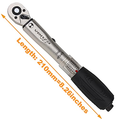 Venzo 1/4 Inch Drive Click Torque Wrench Set 222Nm Bicycle Maintenance