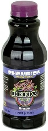 5 Pack - Champ Flush OUT Detox Cleanser Grape 1 Pint / 473 Ml with Free I'm Baked Bro &amp; Doob Tubes Sticker by Champ Flush Out