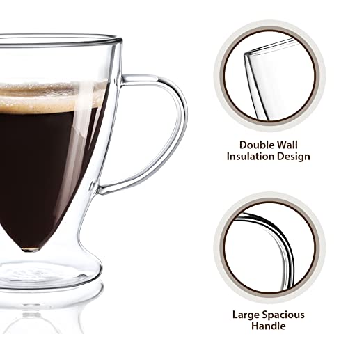 Espesso Cups Set Of 4, 6Oz /170Ml Double Walled Glass Coffee