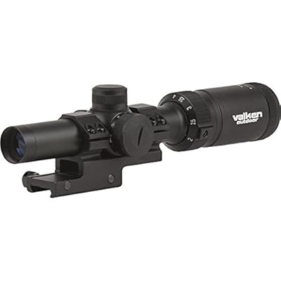 Valken 1-4x20 Scope with Mount, Red/Green Mil Dot Reticle