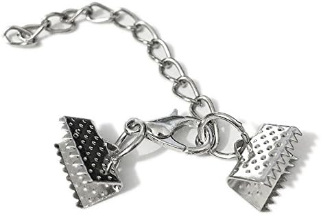 30pcs/lot Crimp ends beads cover lobster clasps jump rings Cords End Caps (10mm Crimp, rhodium Plated)