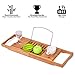 Giantex Bamboo Bathtub Caddy with Extending Sides, Bamboo Bath Tray with Extending Sides, Reading Rack, Wine Glass, Book and Tablet Holder