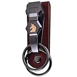 Liangery Leather Belt Loop Carabiner Clips Keychains with Unique Double Detachable Metal Key Chain Rings for Cars