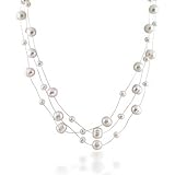 Mothers Day Gifts Bridal 925 Silver Freshwater Cultured Pearl Illusion Necklace 16in