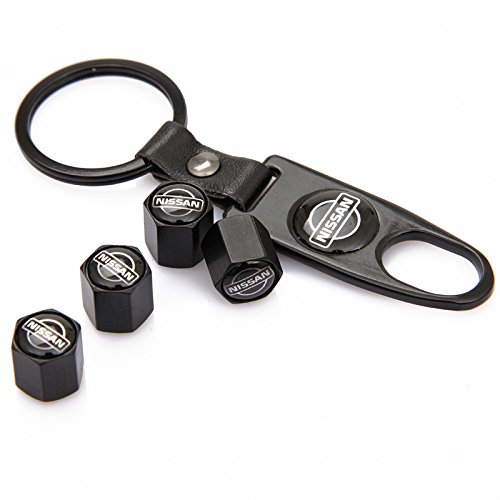 CzlpV Black Car Wheel Tire Valve Caps Tyre Stem Air Caps Keychain Styling for Nissan Pricepulse