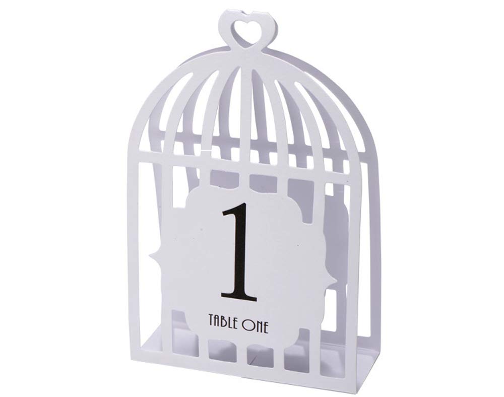 CLUB GREEN TABLE NUMBERS 1-15 LASER BIRD CAGE WHITE 125X155X40MM, Card, 27.4 x 15.2 x 1.3 cm