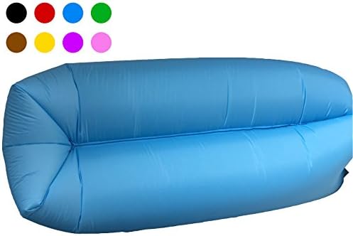 Inflatable Lounger Couch Camping Air Sofa Sleeping bag Waterproof Outdoor Bed Portable Compression Sacks With Carry bag Great furniture to use as bed hammock Chair Mattress Floats Water (blue)