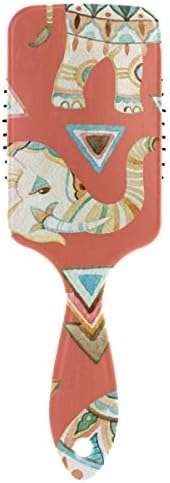 FAJRO Detangle & Smooth Cushion Hair Brush Indian Ornate Elephant Watercolor Tribal Element Use in Wet and Dry Hair Massage Brain Acupoints
