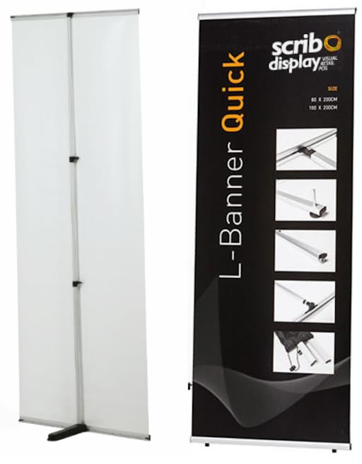 L-Stand Rollup Banners, Single Sided Flexible freestanding Banner Display (800x1980mm (Hardware Only))