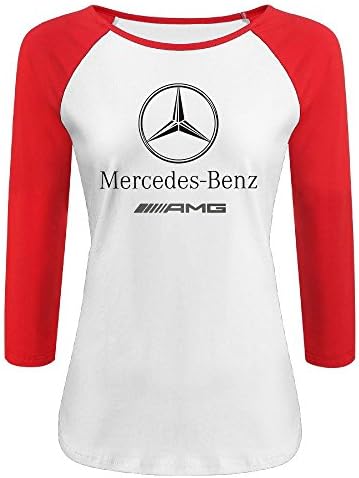 KIYOMM Women's AMG Logo Baseball 3/4 Sleeve Tshirts Red