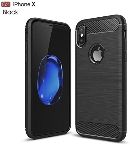 iPhone X Case, Apple iphone Case, Soft Microfiber Silicone Gel Rubber Shockproof Case with Durable Flex and Easy Grip Design for Apple iPhone X, iPhone 10 (Black)