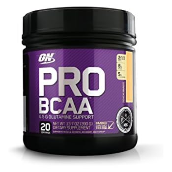 OPTIMUM NUTRITION Pro BCAA Powder with Glutamine, Peach Mango, Keto Friendly Branched Chain Amino Acids, 20 Servings (Packaging May Vary)