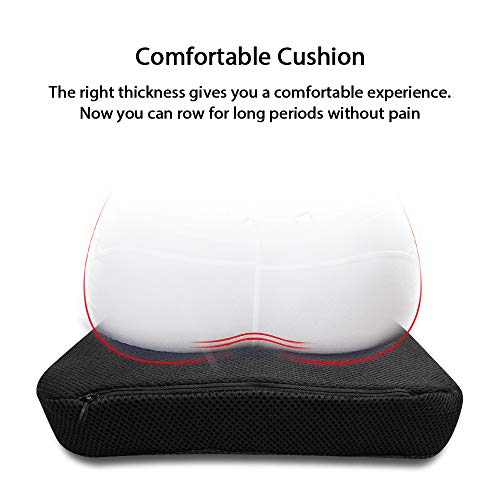 Acelane Rowing Machine Seat Cushion Memory Foam Washable Cover Non-Slip Bottom with Straps Fits Perfectly for Concept 2 Rowing Machine