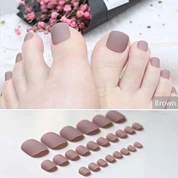 Amazon Com Brown Matte Fake Toenails Black Toes Simple Short Nude Amazon Com Brown Matte Fake Toenails Black Toes Simple Short Nude