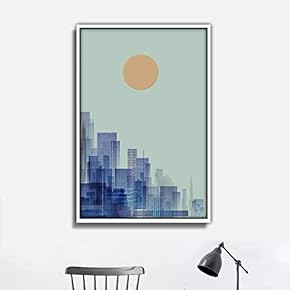 Framed Canvas Wall Art for Living Room, Bedroom Abstract Cityscape Illustration Canvas Prints for Home Decoration Ready to Hang - 16x24 inches