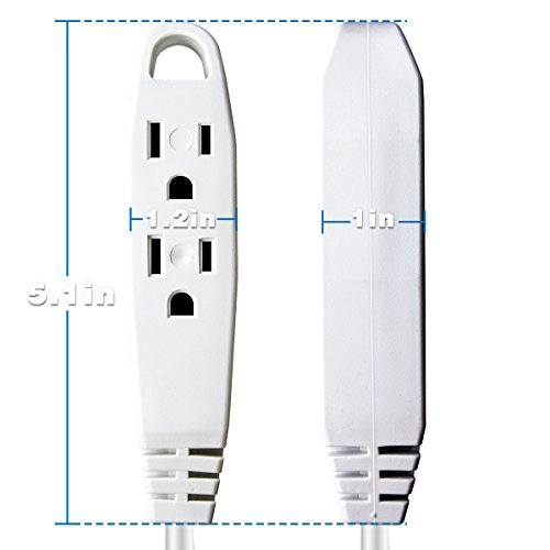 12-Feet 3 Outlet Extension Cord, Kasonic [UL Listed] 16/3 SPT-3; Triple Wire Grounded; Multi-Outlet; 13 Amp- 125V- 1625 Watts (12 Feet-2Pack) - Thumbnail 6