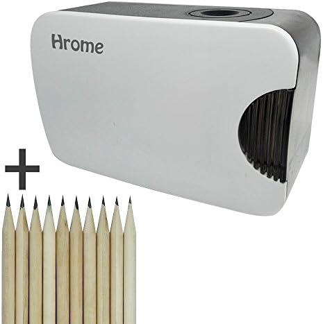 Hrome Electric Pencil Sharpener, with 10pcs Pencils as Pack，Battery Operated,Premium Automatical Sharpener As An Ideal For Drawing, Kid, Artist , Students,and Professionals,A Must in Office &amp; School