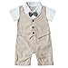 FEESHOW Baby Boys' Short Sleeve Gentleman Romper with Hat 2pcs Outfit Set Size 12-18 Months Khaki