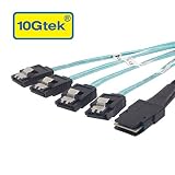 10Gtek Internal Mini SAS 36pin (SFF-8087) Male to 4x SATA 7pin Female Fan-out Cable, 0.5-meter (1.6feet)