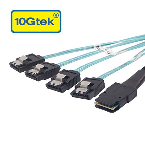 10Gtek Internal Mini SAS 36pin (SFF-8087) Male to 4x SATA 7pin Female Fan-out Cable, 0.5-meter (1.6feet)