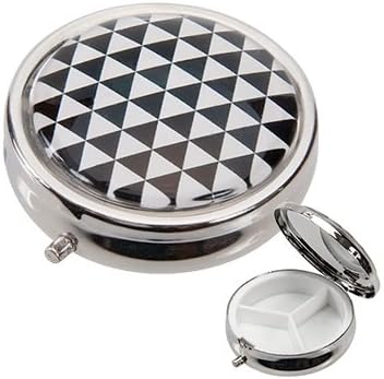 Harry D Koenig Pill Box Round OP Art, Black/White (Pack of 6)