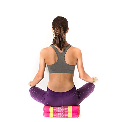Yoga, Meditation, Kundalini and Pilates Cushion (Zafu) block, bolster, prop 100% organic Kapok Fiber Filling (Deep Blue Leef)