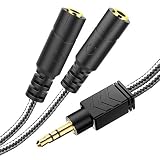 MillSO Headphone Splitter, Male to 2 Female 3.5 mm Splitter TRS Stereo 3.5mm Audio Splitter Jack Headphones Adapter for Dual Headphones/Speakers to Smartphone, Mp3, Laptop, Tablet, PC - 8inch Black