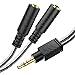 MillSO Headphone Splitter, Male to 2 Female 3.5 mm Splitter TRS Stereo 3.5mm Audio Splitter Jack Headphones Adapter for Dual Headphones/Speakers to Smartphone, Mp3, Laptop, Tablet, PC - 8inch Black