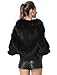 MEEFUR Women's Real Mink Fur Knitted Cappa with Fox Fur Collar Winter Warm Wedding Cloak Soft Natural Fur Cape (Black,M)