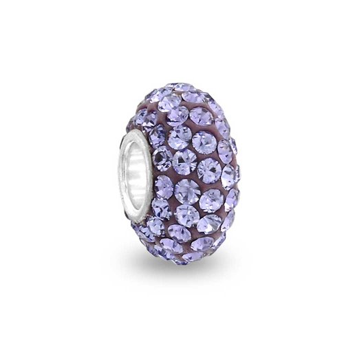 Solid Lilac Purple Crystal Spacer Bead Core 925 Sterling Silver Fits European Charm Bracelet For Women For Teen