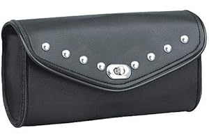 The Nekid Cow | Black PVC Leather Motorcycle 10" Windshield Bag with Strong Closure for Motorcycles and Power -Sport Bikes (Twist Lock)