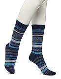 No Nonsense Women's Flat Knit Wool Stripe Boot Sock, Starry Night, One Size