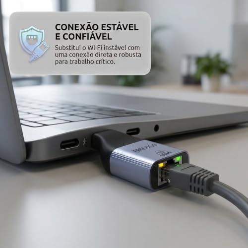 Adaptador De Rede Usb C Para R45 Gigabit 1000mbps Ethernet, Compatível Com Windows, Mac OS, Chrome, Linux, Android, Para Notebook PC Celular Tablet MacBook Ultrabook
