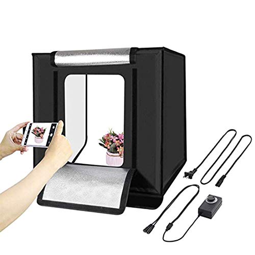 Juego de Estudio Fotográfico Portátil 60x60x60cm, Caja de Luz con Asa y Luz Regulable de 120 LED para Fotografía con 6 Fondos de Colores - Alta Calidad con Certificado (Set Estudio Fotográfico)