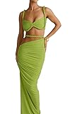 Wuitrie Sexy Two Piece Skirt Set for Women Summer