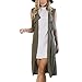 ELINKMALL Women's British Style Lapel Collar Long Windbreaker Parka Sleeveless Trench Vest Cardigan