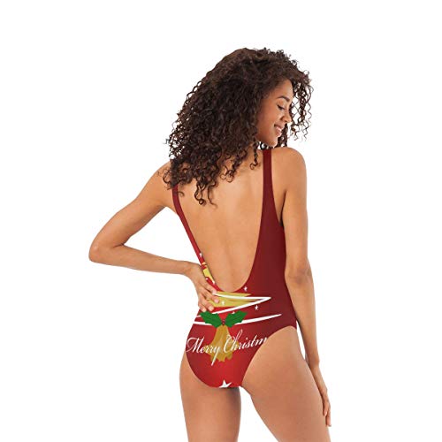 lightly Swimsuits for Women Sexy One Piece Bikini Merry Christmas Desktop Wallpaper Bathing Suits Swimwear Size:L