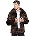 Zicac Men's Faux Fur Coat Winter Warm Fur Jacket Luxury Long Sleeve Overcoat Outerwear Parka(Coffee, US L/Asia Tag XXXL)