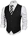 Coofandy Men's Black V-Neck Sleeveless Casual Slim Fit Dress Vest Waistcoat