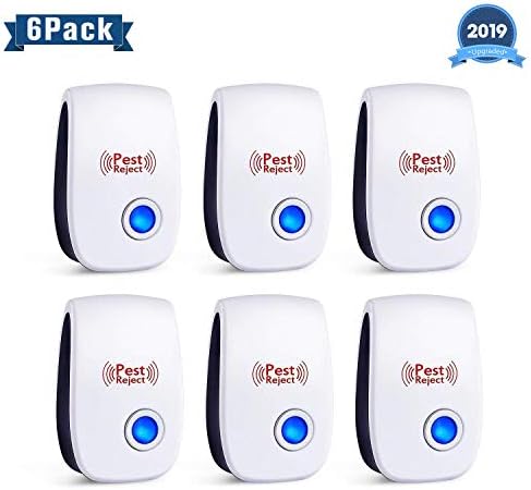 Ultrasonic Pest Repeller 6 Packs - [2019 Upgrated] Pest Control Ultrasonic Repellent - Electronic Insects & Rodents Repellent for Mosquito, Mouse, Cockroaches,Rats,Bug, Spider, Ant, Flies