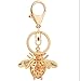 Qinlee Honeybee with Big Smile Keychain Crystal Keyring Rhinestones Purse Pendant Handbag Charm Key Chain Key Chain(Gold）