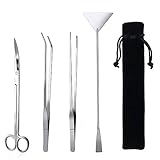 Jeeco Aquarium Scissor Tweezers Spatula Tool - 4 in 1 Stainless Steel Aquatic Plants Aquascaping Tools Set for Fish Starter Kits & Aquariums Tank