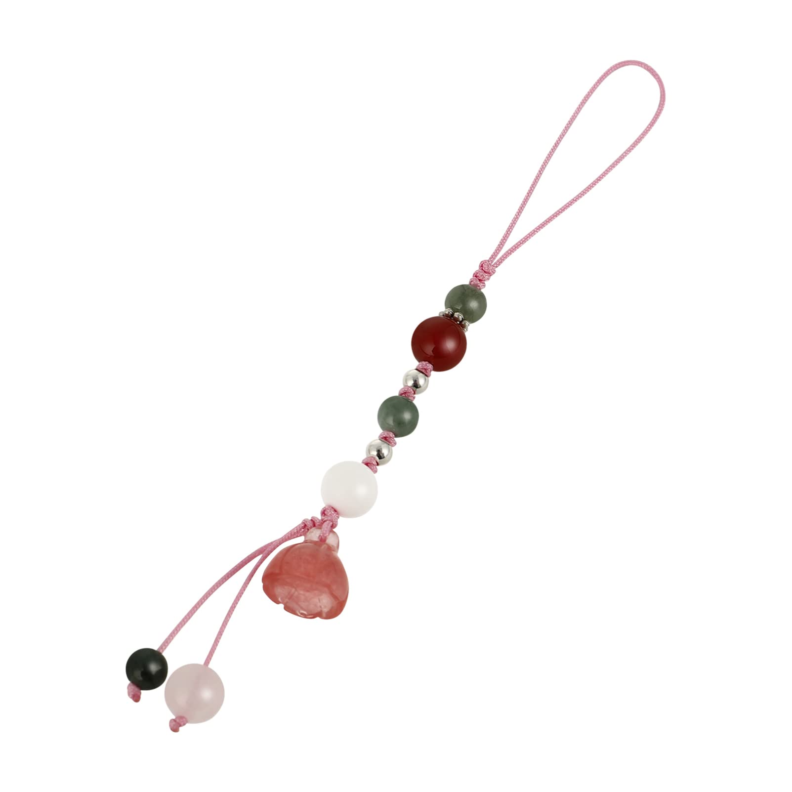 Phone Charm - Jade Lotus Phone Charm Strap Agate Mobile Phone Pendant Decorative Cell Phone Charm Accessories for Phone Keychain Car Key Bag