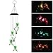 Aunifun 2pcs LED Solar Mobile Wind Chime Star & Moon LED Solar Windchimes and Hummingbird Wind Chime for Decoration Home
