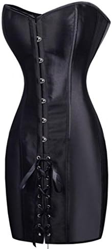 Satin Lace up Back Corset Dress Long Bustier Clubwear