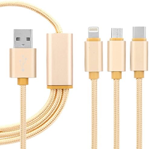 USB Type C / Lightning / Micro 3 in 1 Charging Cable, Wagolo 3.5ft / 105cm Multiple Universal Charging Cable for iPhone, iPad and Android Smartphone