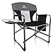 ALPHA CAMP Heavy Duty Folding Chair Oversized Director's Chair with Mesh High Back and Side Table, Supports 300 lbs - Black