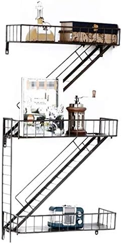 フローティング棚現代壁棚本棚クリエイティブ階段形状鉄金属材料リビングルームの寝室の家の装飾デザインディスプレイフローティングパーティションストレージラックユニットフレーム 3層ウォル Loober Com