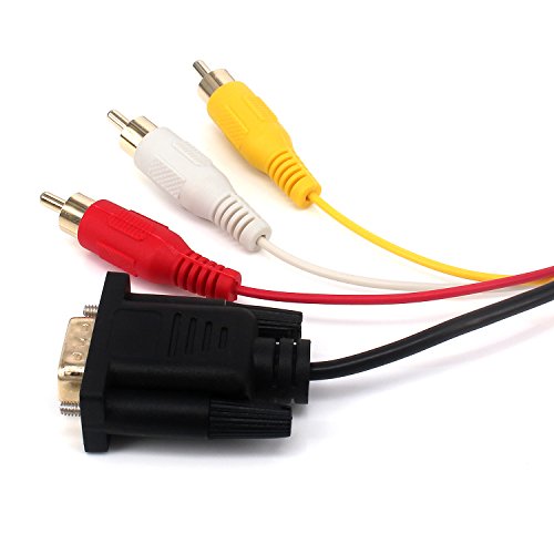 Yeworth 1.8m/6ft HDMI to VGA 3RCA Cable, HDMI Male to VGA Male 3RCA Male Video Audio AV Component Converter Adapter Cable Gold Plated for HDTV Satellite TV, RGB Component Video and most LCD Projectors